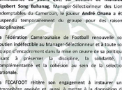 Affaire ONANA Fecafoot félicite Rigobert SONG