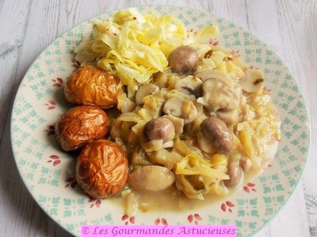 Chou aux champignons à la sauce enveloppante (Vegan)