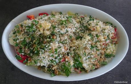 Pommes de terre gratinées aux poireaux, brocoli et poivron Pommes de terre gratinées aux poireaux, brocoli et poivron