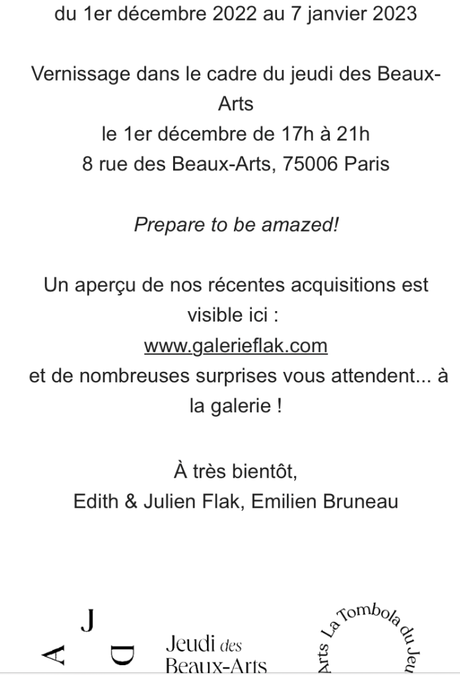 Galerie Flak – depuis ce jour : le 1er Décembre 2022. « Preciou »
