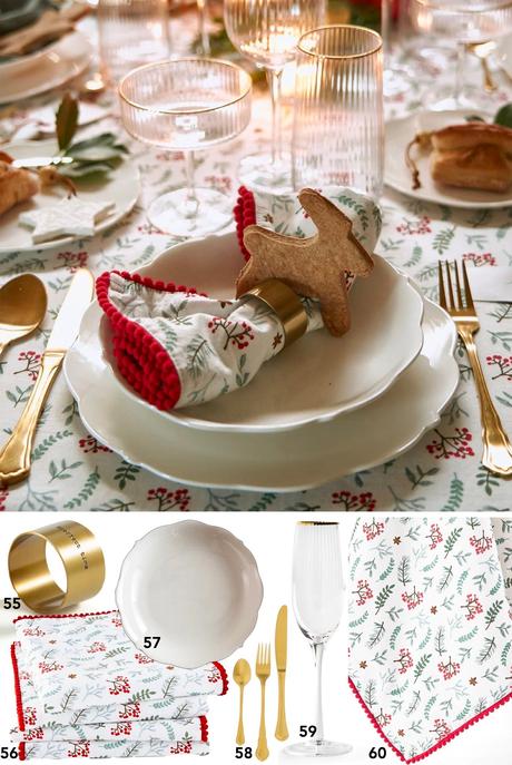 table Noël végétale houx rouge
