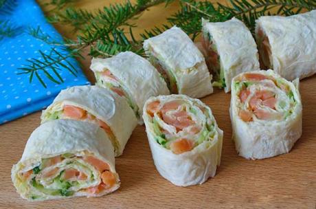 Petits Roulés de Wraps au Saumon Fumé ww