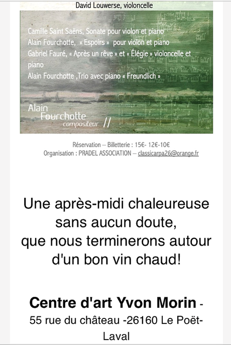 Centre d’Art Yvon Morin ( Drôme Provencale) le 11 Décembre prochain.