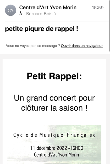 Centre d’Art Yvon Morin ( Drôme Provencale) le 11 Décembre prochain.