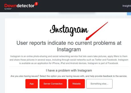 statut de downdetector instagram