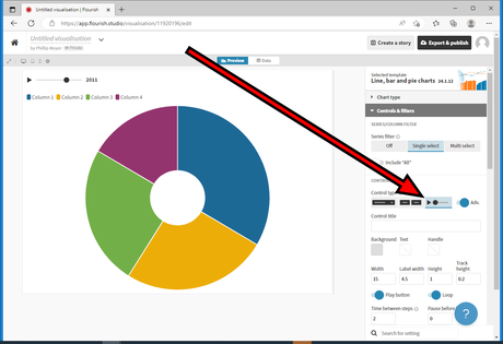 Nos 5 meilleurs conseils Flourish pour de superbes visualisations de données Capture d'écran montrant le curseur temporel