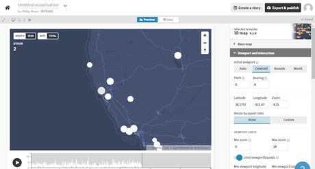 Nos 5 meilleurs conseils Flourish pour de superbes visualisations de données Flourish viewport carte montrant la côte ouest