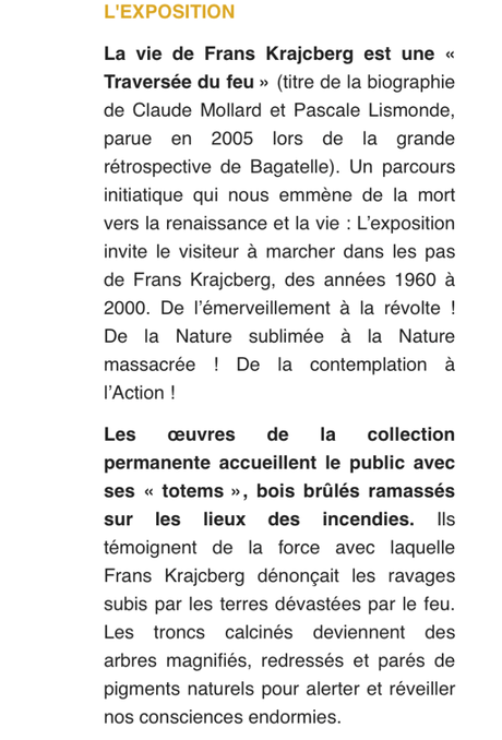 Espace Frans Krajcberg « Le Militant » le Jeudi 12 Janvier 2023.