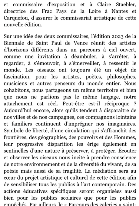 3me édition de la Biennale Internationale Saint-Paul de Vence -du 3 juin au 1er Octobre 2023.