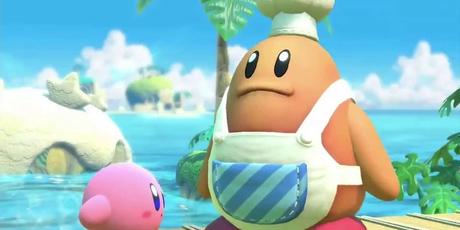 Chef Kawasaki traînant sur une plage avec Kirby