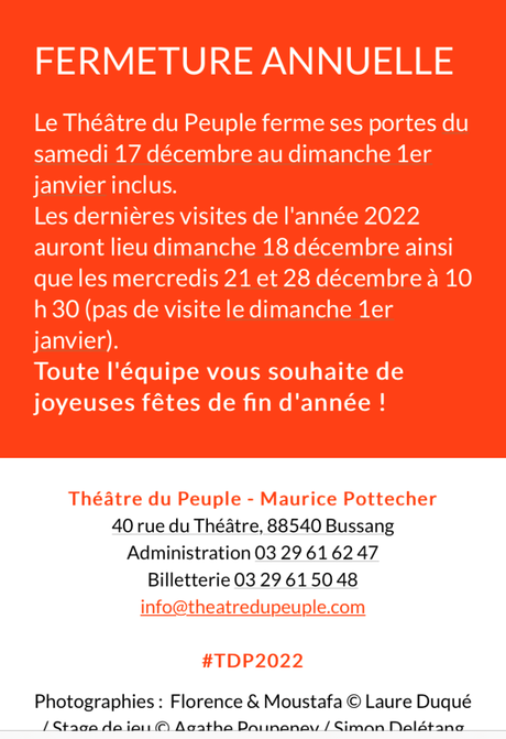Théâtre du Peuple -à Bussang – 16/17 Mars 2023.
