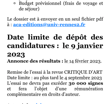 La Critique d’Art – « Traverses » Appel à candidatures »