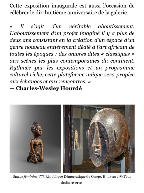 Prochainement – « Les Verrières » avec des arts africains.