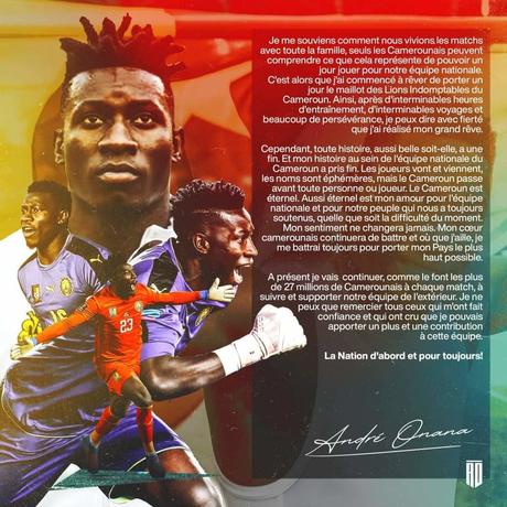 Cameroun- Football : André Onana fait ses adieux à l’équipe nationale