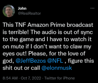 Problèmes audio Amazon Prime TNF