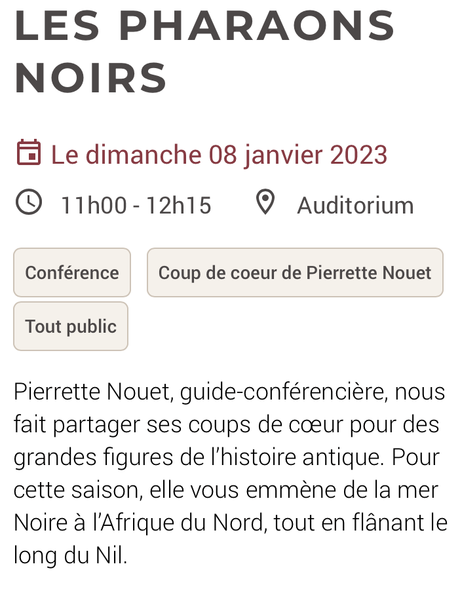 Les  pharaons noirs – au Musée départemental « Arles antique » le 08 Janvier 2023.