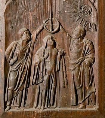 Lune-soleil : thèmes chrétiens 5eme Santa Sabina Panneau Parousie bas