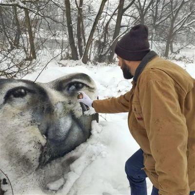 Street art sur neige par Arkadiusz Andrejkow