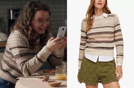 ICI TOUT COMMENCE : le pull beige à motif de Kelly dans l’épisode 571