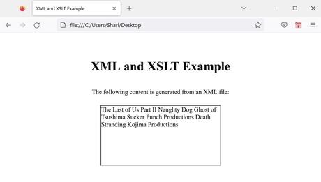 Données XML dans une page Web HTML