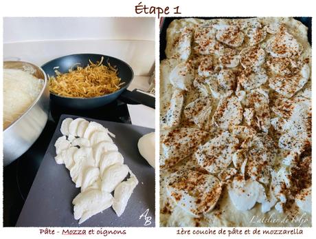Fugazzeta, pizza argentine aux oignons et à la mozzarella Fugazzeta, pizza argentine aux oignons et à la mozzarella