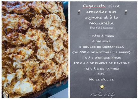 Fugazzeta, pizza argentine aux oignons et à la mozzarella Fugazzeta, pizza argentine aux oignons et à la mozzarella