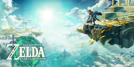 Art clé pour The Legend of Zelda: Tears of the Kingdom avec Link sur une structure aérienne au-dessus d'Hyrule.
