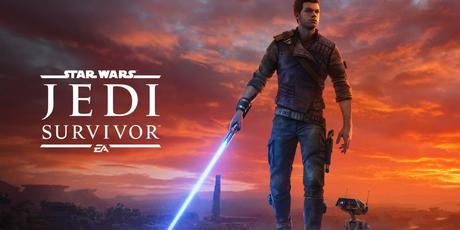 Illustration promotionnelle de Star Wars Jedi: Survivor mettant en vedette Cal brandissant son sabre laser aux côtés de BD-1.