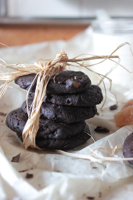 Cuillère et saladier : Cookies chocolat-gingembre confit vegan