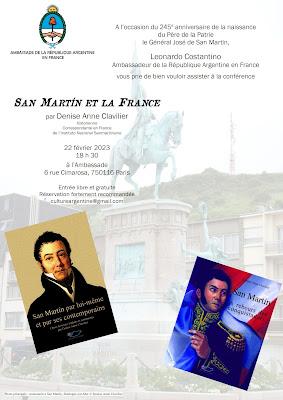 Conférence à l’Ambassade argentine à Paris pour l’anniversaire de San Martín [ici]