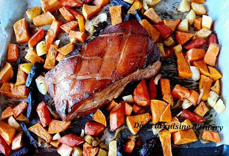 Poitrine de porc laquée et ses légumes d'automne rôti - Dans la cuisine d'Hilary