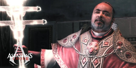 Rodridgo Borgia dans Assassin's Creed 2 avec un artefact lumineux