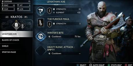 Menu d'inventaire God of War Ragnorok