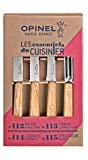 Opinel 254458 Essentials Sandvik Lot de 4 couteaux de cuisine en acier inoxydable avec poignées en bois d'olivier Multicolore