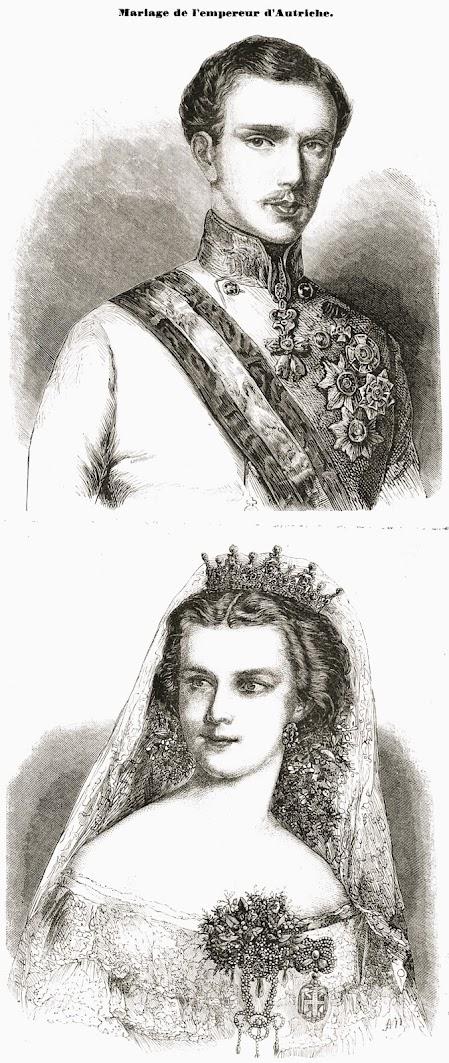 Le mariage de l'empereur d'Autriche, un article de L'Illustration avec les portraits du couple impérial