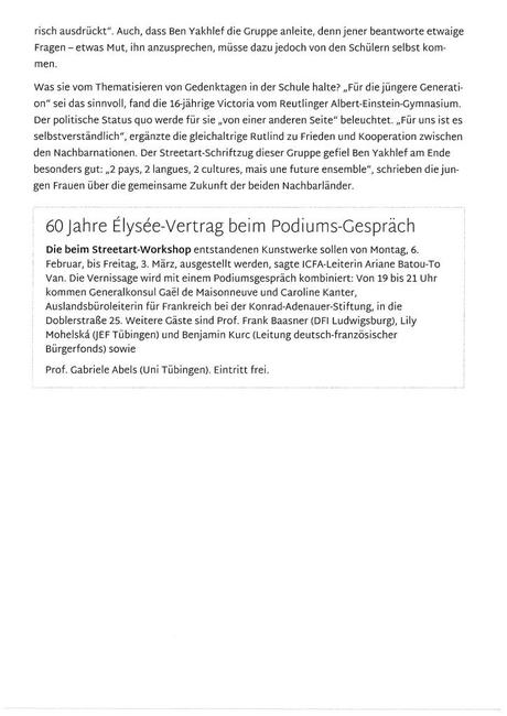 Un article dans le Schwäbisches Tagblatt Tübingen