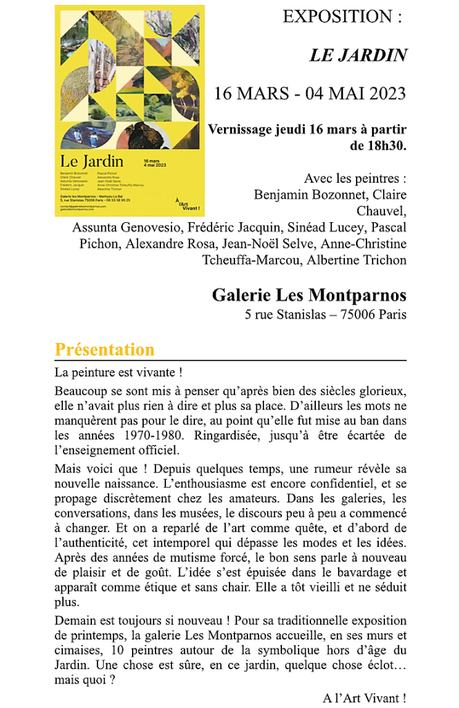 Galerie  » Les Montparnos  »  Le Jardin – 16 Mars au  4 Mai 2023.