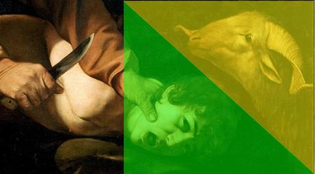 1603 Caravaggio Sacrificio-di-Isacco--Uffizi schema tetes