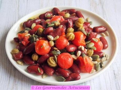 Salade de haricots rouges aux tomates du jardin congelées (Vegan)
