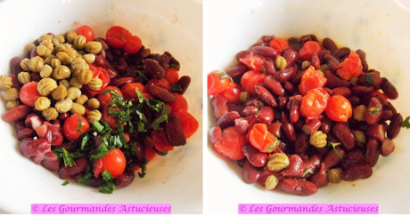 Salade de haricots rouges aux tomates du jardin congelées (Vegan)