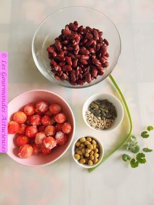 Salade de haricots rouges aux tomates du jardin congelées (Vegan)