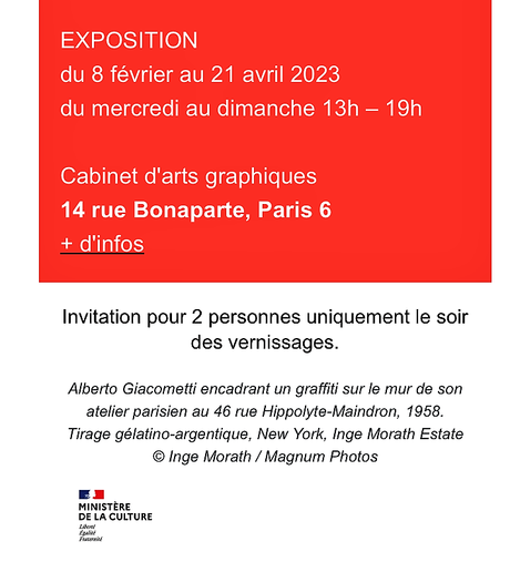Beaux Arts de Paris -Actualité de Février 2023. du 8 Février au 21 Avril 2023.