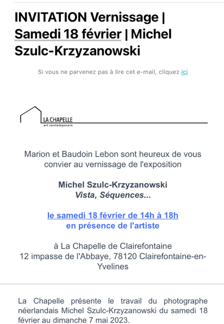 La Chapelle – centre d’art contemporain – à partir du 18 Février 2023- Michel Szulc- Krzyzanowski.