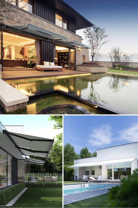 Store terrasse villa piscine moderne
