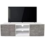 IDMarket - Meuble TV ELI Blanc Portes Effet béton