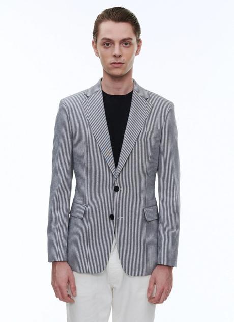 Veste en twill bleu indigo à rayures Fursac