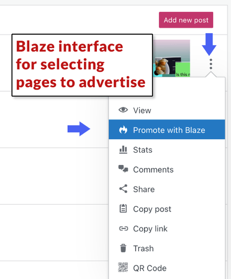 Interface utilisateur du réseau publicitaire Blaze