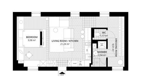 plan architecte 2d aménagement studio 40m2