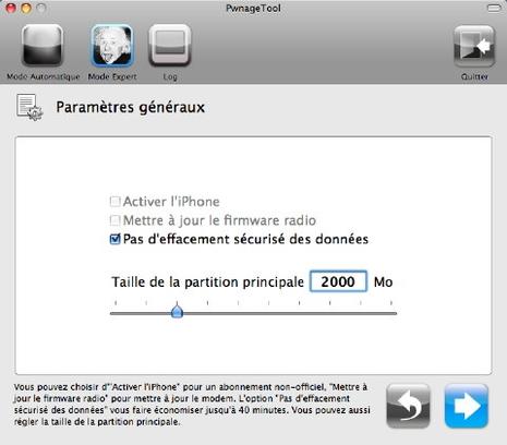 J’ai agrandi partition principale iPod Touch