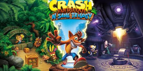 Art promotionnel Crash Bandicoot N. Sane Trilogy mettant en vedette des personnages et des niveaux des jeux.